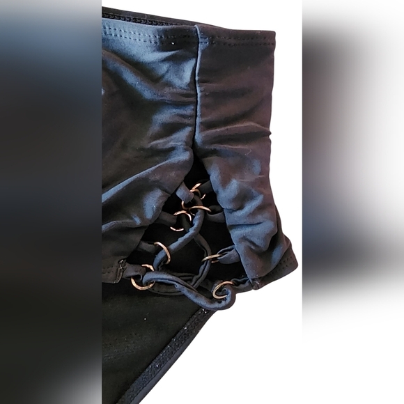Time and Tru Black High Waist Cinch Sides Full Swim Bikini Bottom Women's M NWOT - Picture 4 of 7